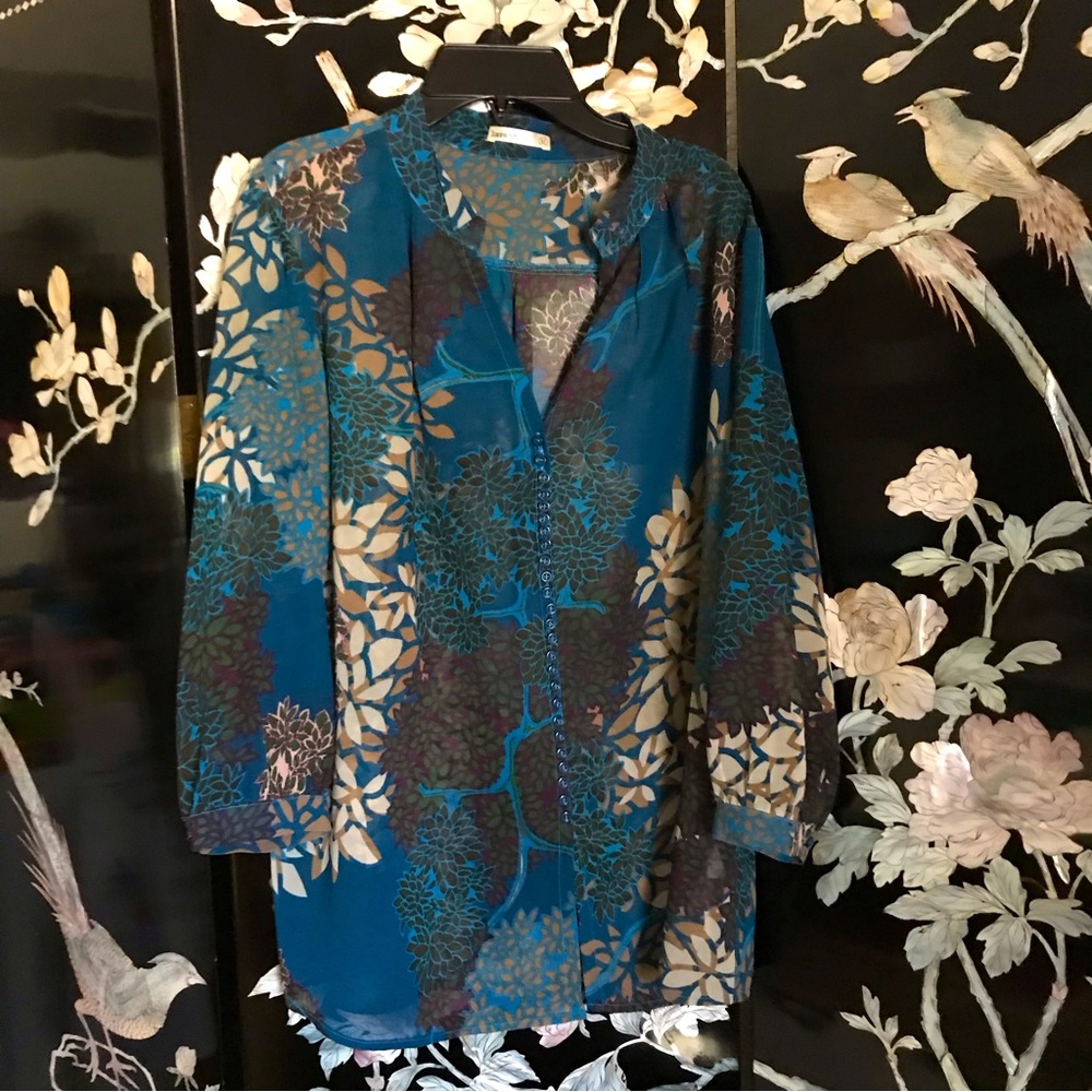 🦋 Anthropology beautiful sheer button down top